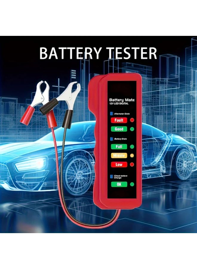 Red Digital Car Battery Tester 12V BM310 Alternator Analyzer For Vehicle Motorcycle - Image 1